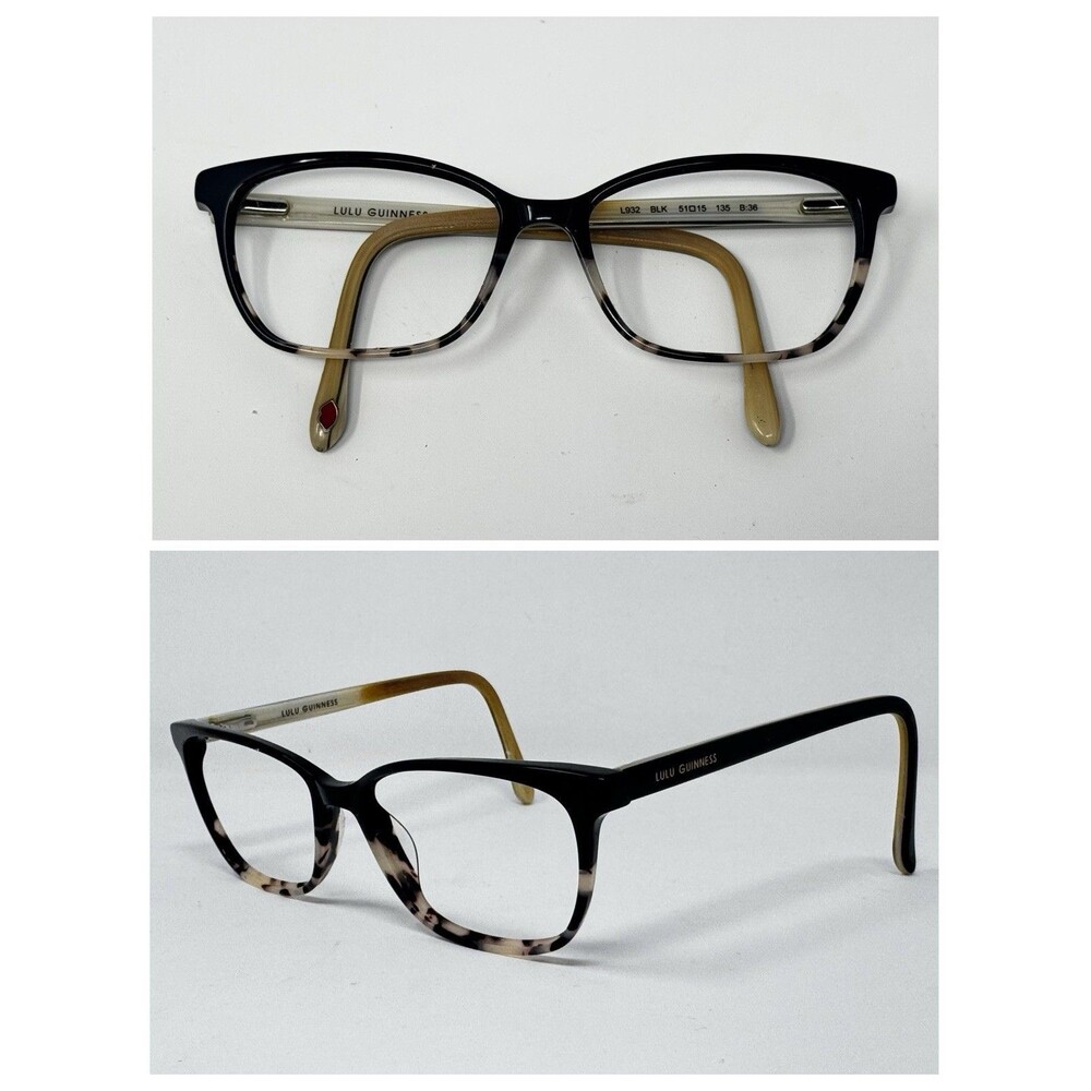 Lulu Guinness L932 BLK Black Cream Eyeglass Frames 51-15-135